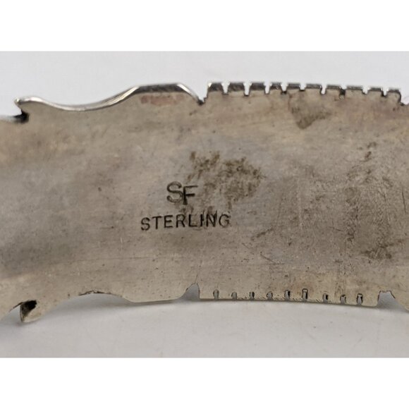 Steve Francisco Native American Sterling White Buffalo Inlay Bracelet For Women - Picture 7 of 11